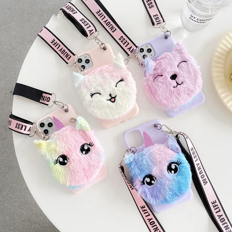 

Plush Cat Coin Purses Cases For Huawei P30 P20 Pro P10 P50 P40 Lite E P Smart Z S Pro Plus 2019 2020 2021 3D Wallet Bag Cover