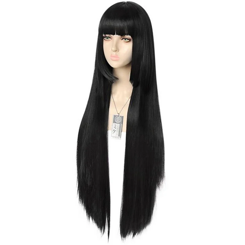 Парик для косплея Kakegurui Yumeko Jabami 100 см черные прямые термостойкие синтетические