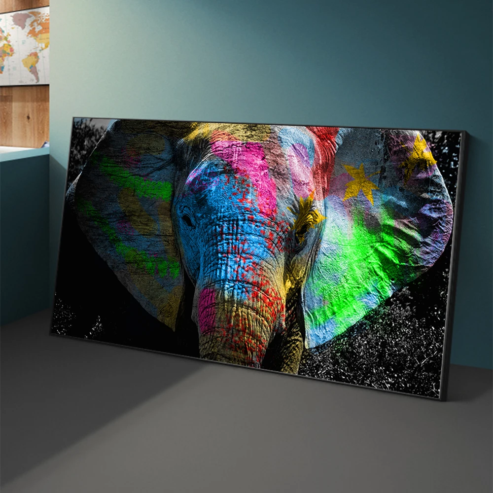 Цветной слон Граффити Арт холст настенные картины художественные плакаты и