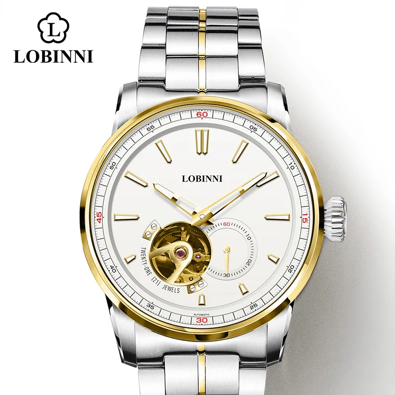 Часы Lobinni Мужские механические модные светящиеся водонепроницаемые Роскошные с