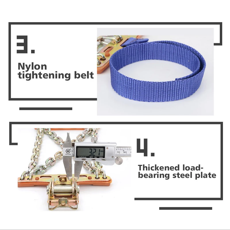 2PCS Universal Steel Truck Car Wheels Tyre Tire Snow Ice Chains Belt Winter Anti-skid Vehicles SUV Wheel Chain Mud Road Safe - купить по