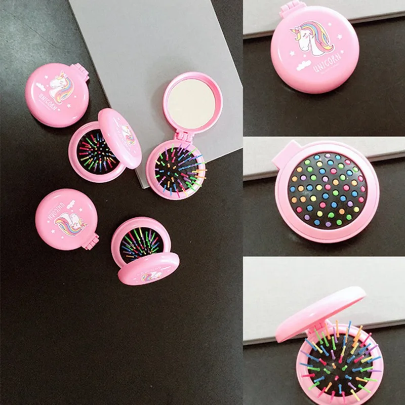 Расческа для волос складная Массажная щетка круглые цвета мини-Расческа с