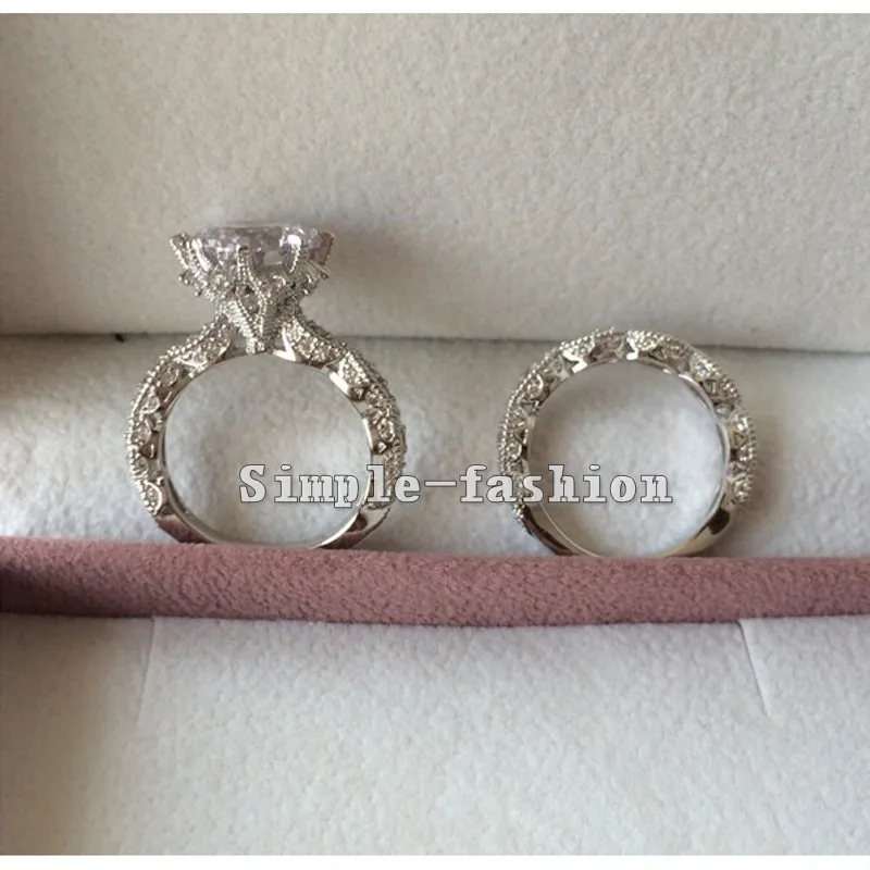 Роскошное кольцо с цветком 3ct имитация бриллианта 2 в 1 100% чистое серебро 925 пробы