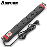 ampcom 19 inches universal pdu 6 outlets with surge protection spd module 1016a power strip for serve room cabinet networking