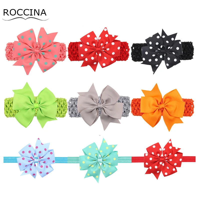 

Dot Bow Headband Elastic Hair Band Baby Girl Headbands DIY Handmade Grosgrain Ribbon Elastic Hairband Baby Kids Hair Accessories