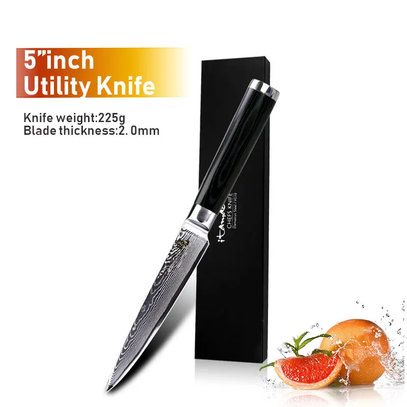 5INCH with gift box Дамаск ножи Chef Ножи японский Кухня Ножи Дамаск VG10 67 Слои Нержавеющая сталь Ножи Ультра Sharp Микарта ручки - Цвет: 5INCH with gift box