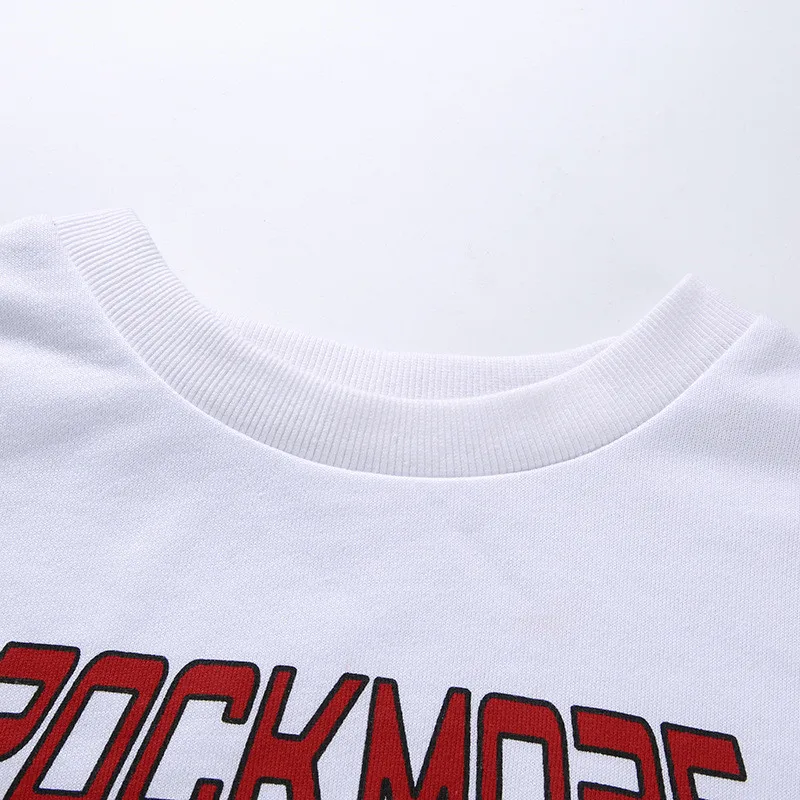 

Women Autumn Spring Letter Printed Loose Cropped Sweatshirt Long Sleeve O-neck Club Holiday Casual Pullovers Short Tops