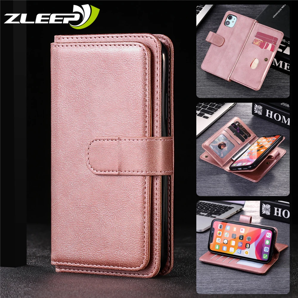 Роскошный кожаный чехол кошелек с откидной крышкой для iPhone SE 2020 12 Mini 11 Pro Max X XS XR 7 8 6
