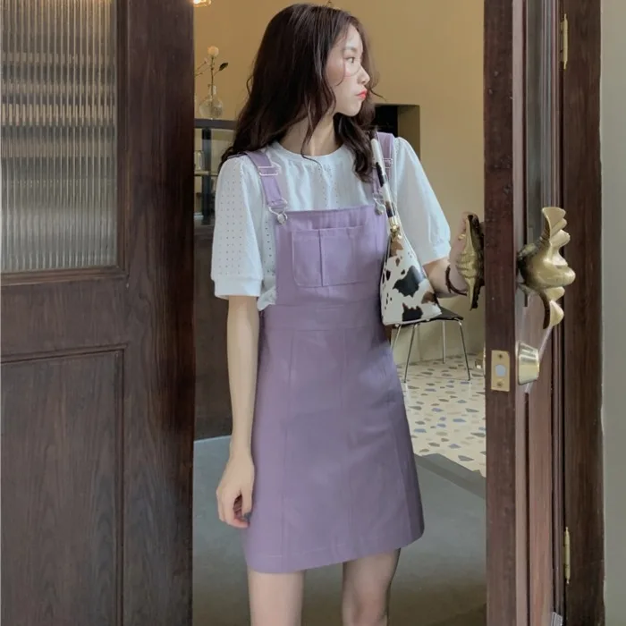 

Suspender Skirt Women's Korean-Style Loose Design Niche Slimming Dress Spring and Autumn A- line Temperament Small Size Skirt