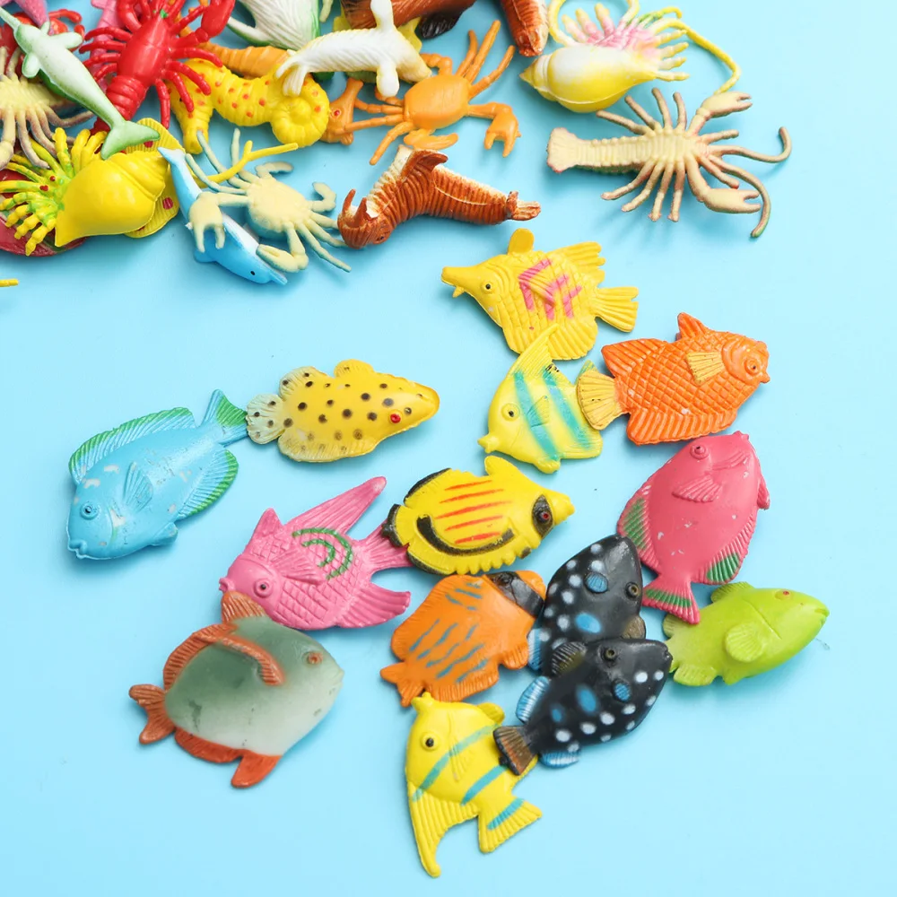 

40pcs Mini Simulation Sea Animal Model Sea Ocean Animals Figures Different Shape for Kids Children (Mixed Color)