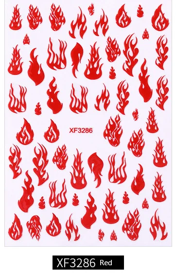XF3286-Red Хорошо Продаем прозрачные наклейки голографические инопланетяне огненное пламя дизайн ногтей пожары Маникюр трафарет красивые украшения для ногтей 1 шт - Цвет: XF3286-Red