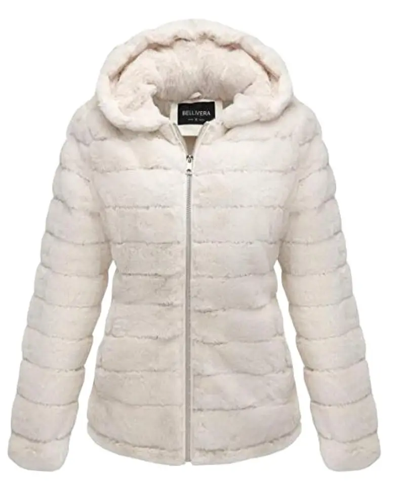

Elegant Faux Fur Hoodies Coat 2021 Autumn Winter Warm Soft Zipper Fur Women's jacket Female clothing Casual Outerwear