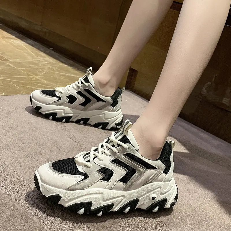 

Spring and Autumn 2020 new breathable leisure sports shoes versatile platform net upper women's shoes fashion daddy shoes X611