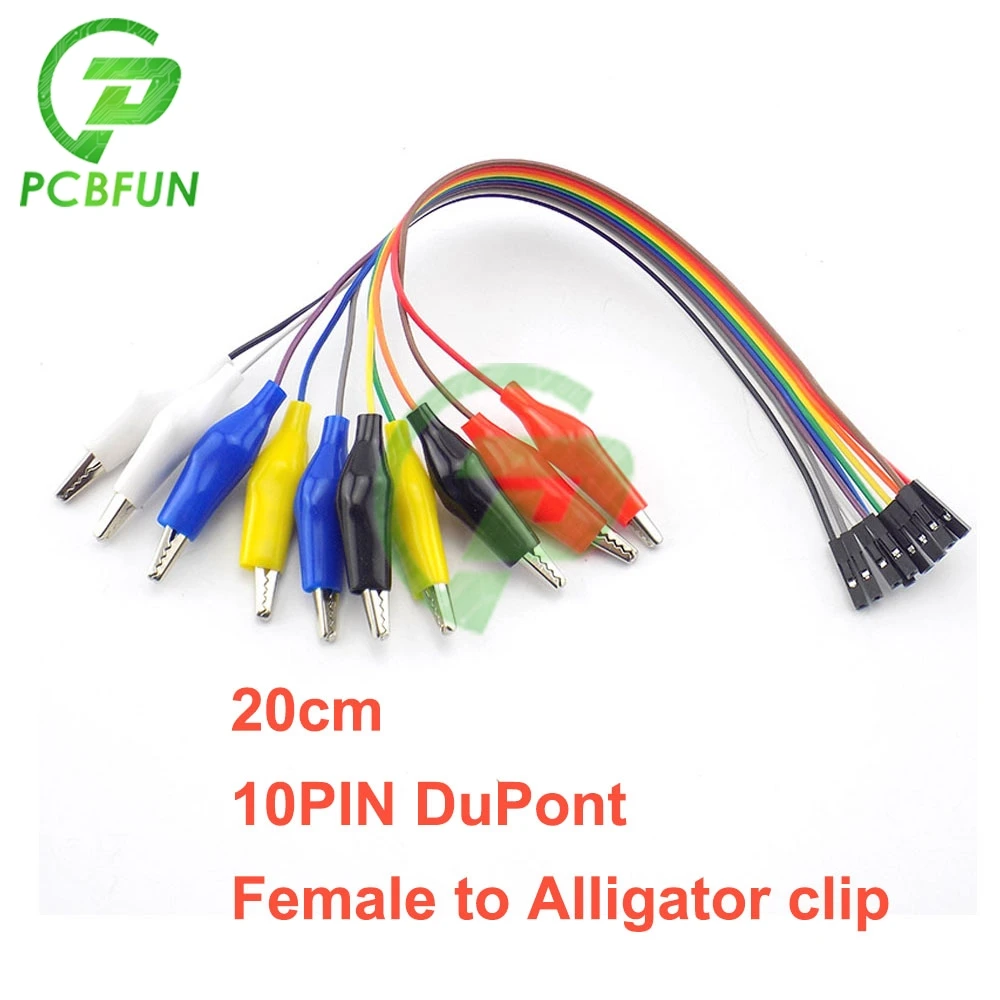 20cm 30cm 10 Pin Dupont Line Double-end Alligator Clips Jumper Wire Male Female Crocodile Clip Test Lead Jumper Wire Line Cable