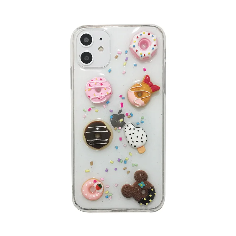

Cartoon 3D Doughnut Cake Phone Case For iPhone 12 11 Pro Max XR X XS Max 7 8 Plus SE Cute Dessert Soft Silicone Case
