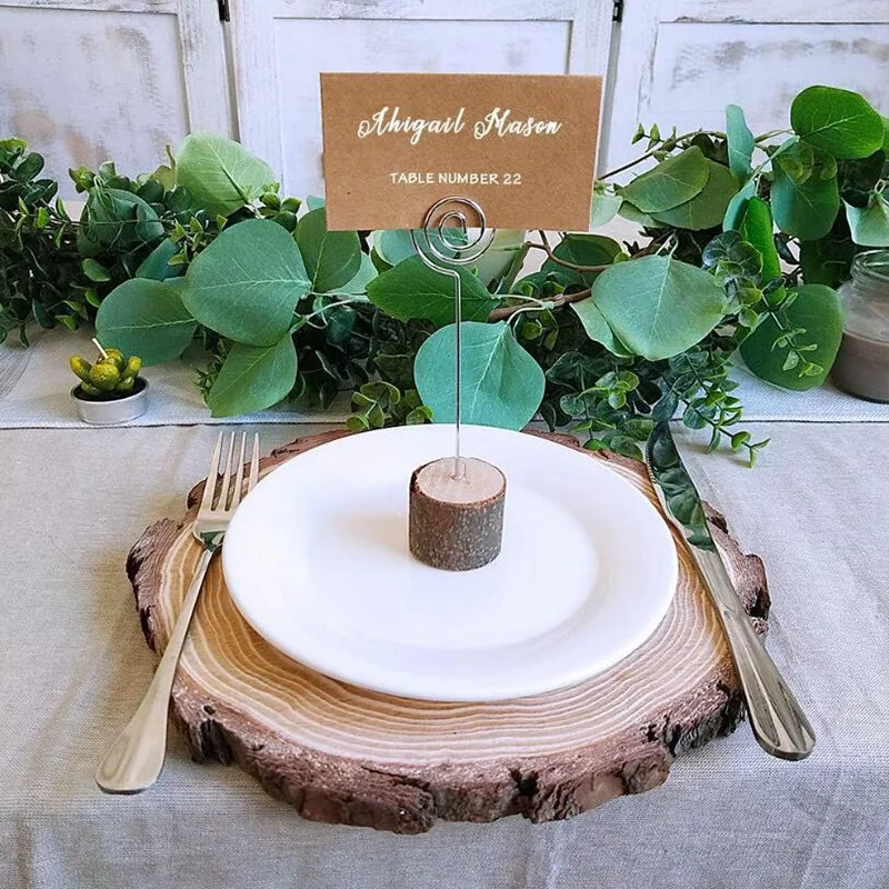 

10Pcs Wedding Wooden Stump Name Place Card Stand Rack Table Number Card Clip Wood Craft Decoration Home Party Supplies