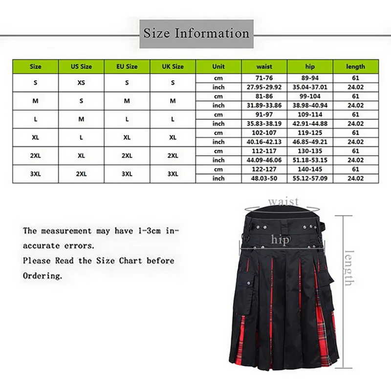 

Mens Kilt Traditional Plaid Belt Pleated Bilateral Chain Brown Gothic Punk Scottish Tartan Trousers Skirts European Clothing