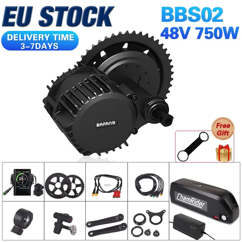 

48V 750W Bafang BBS02B Mid Drive ebike Motor Electric Bike Conversion Kit 48V 20AH Electric bicycle kit 18650 Battery Cell 21700