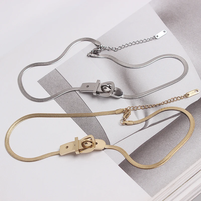 Классическое шикарное ожерелье женское простое из титановой стали цепочка для