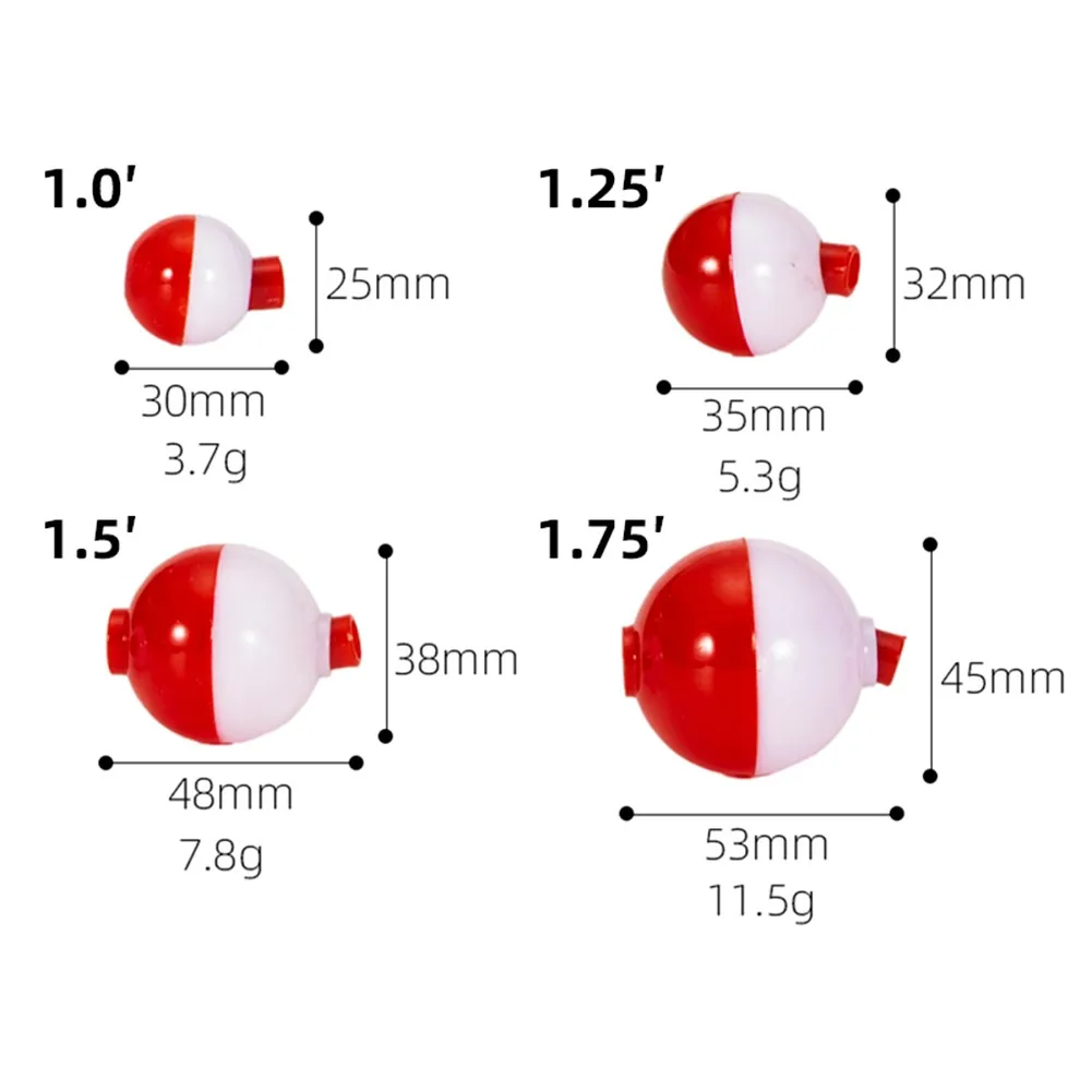 

12pcs/Set Fishing Snap-On Round Floats Long-cast Floating Bobbers 4 Kinds Fishing Push Button Floats Tackle Accessories Gear