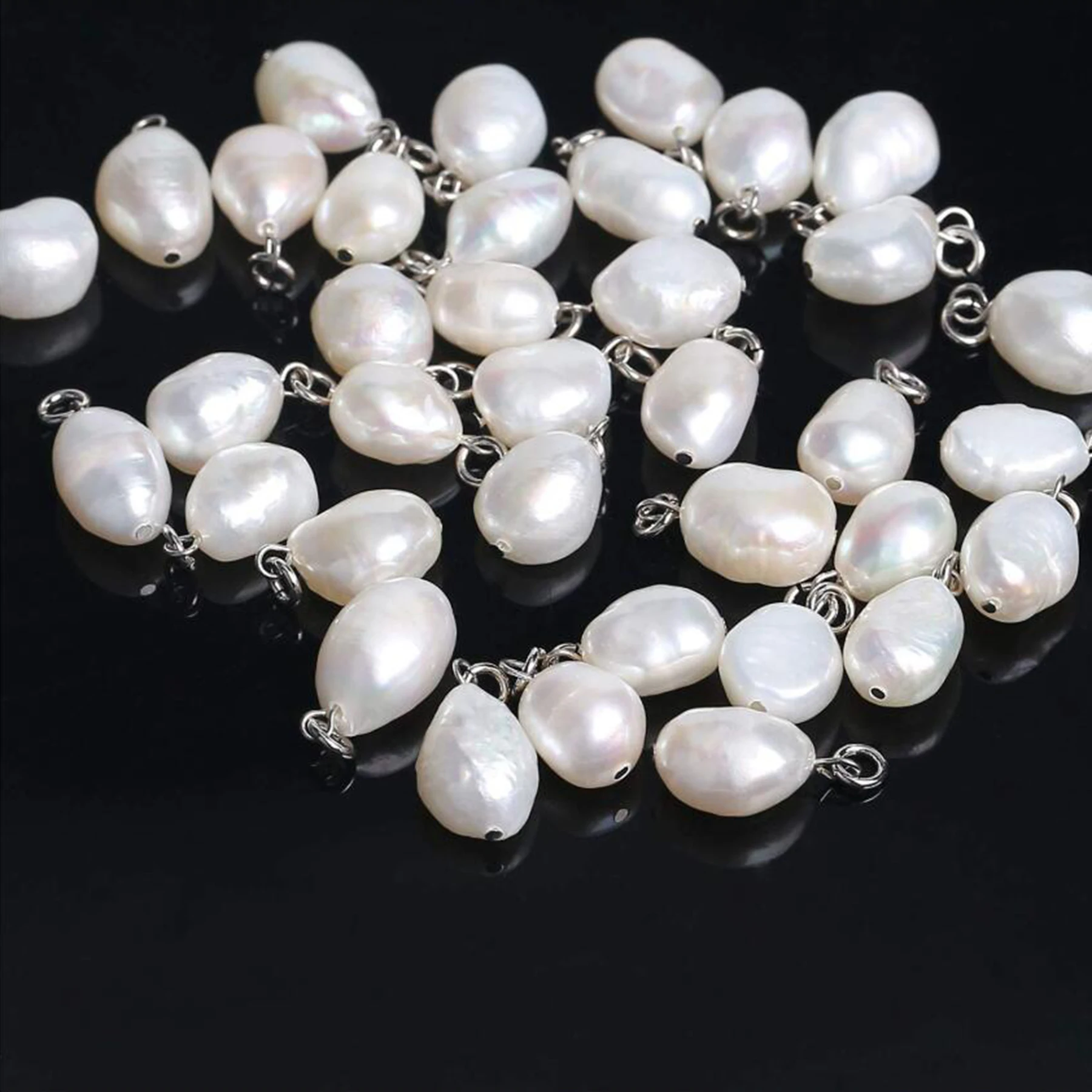 

10Pcs/lot Natural Pearl Charms Stainless Steel Pendant Bracelet Bead Necklace DIY For Jewelry Making Handmade Findings Wholesale