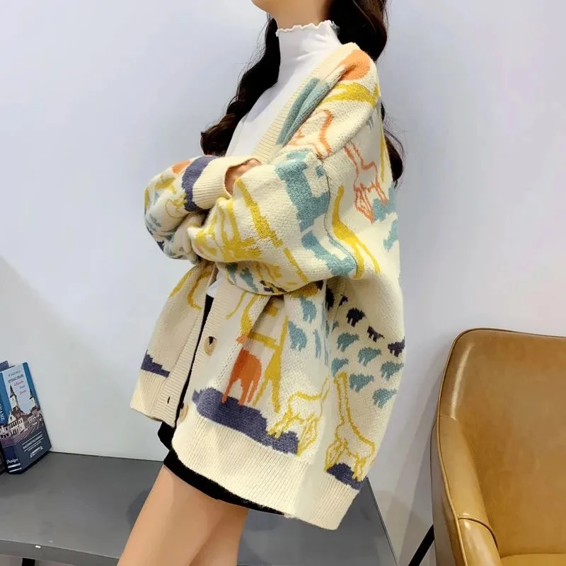 

2020 New Autumn Large Size Sweater Women's Cardigan Inverness Brocade Sweater