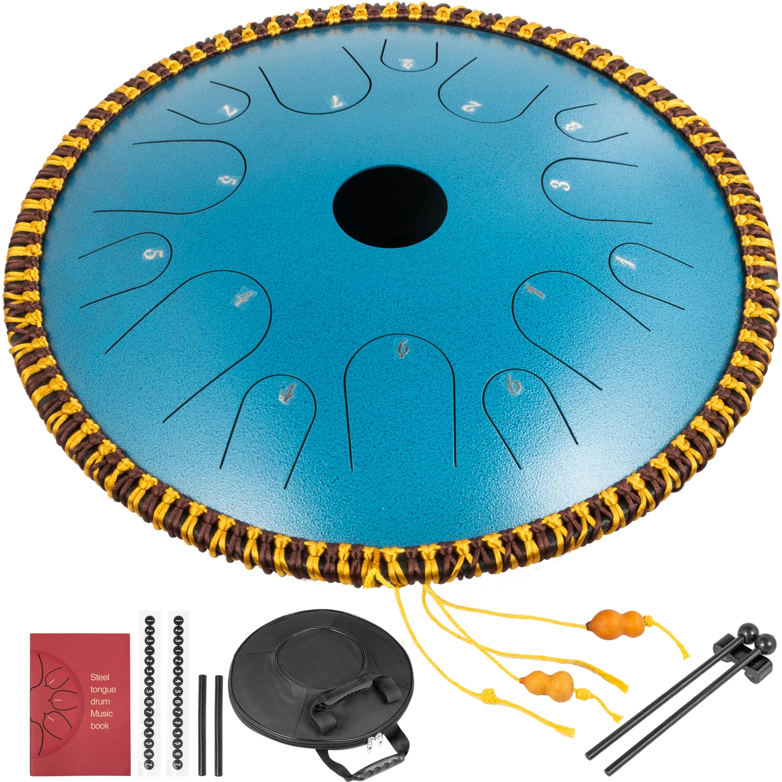 

VEVOR 14 Inch Steel Tongue Drum In C Minor 14 Notes 36cm Hand Pan Drum Tank With Travel Bag Percussion Instruments Handpan Drum