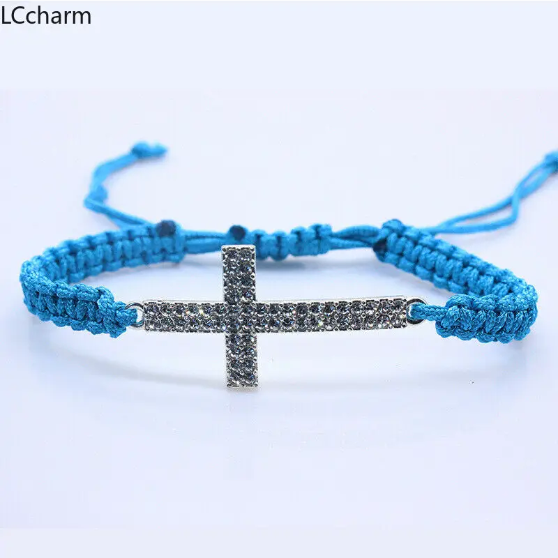 

Fashion Religion Cross Charm Bracelet For Men Women Red Cord Rope Weave Bracelets Bangle Jewelry Gift
