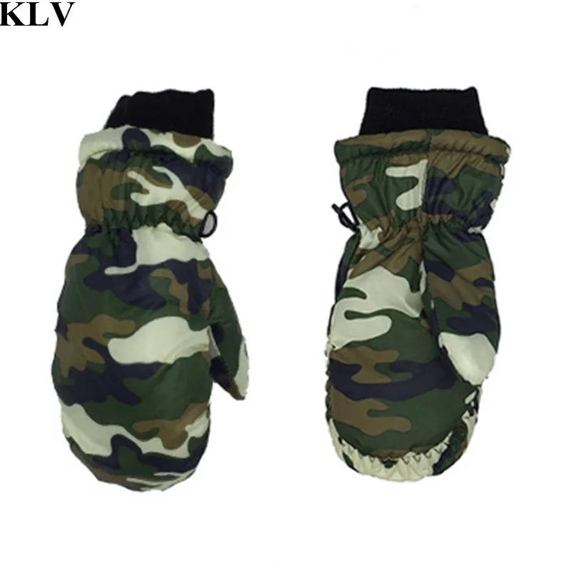 

Kids Gloves Winter Camouflage Printed Full Finger Gloves Waterproof Windproof Thicken Warm Elastic Ribbed Cuff Baby Mittens 3-5T