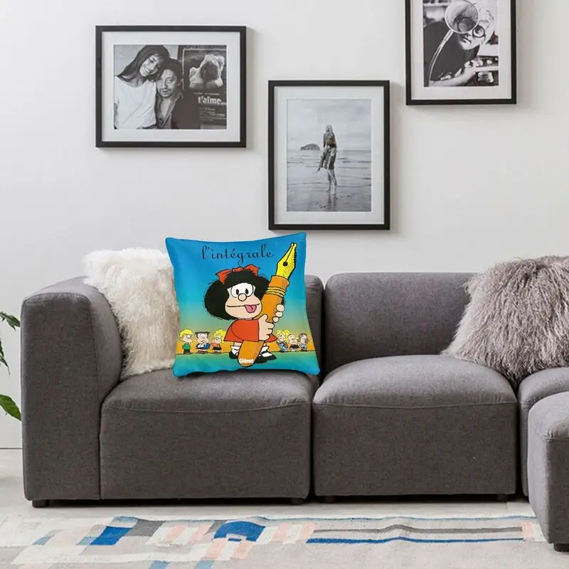 

Classic Mafalda Comic Cushion Cover Polyester 3D Print Quino Mang Throw Pillow Case for Car Fashion Pillowcase Home Decor