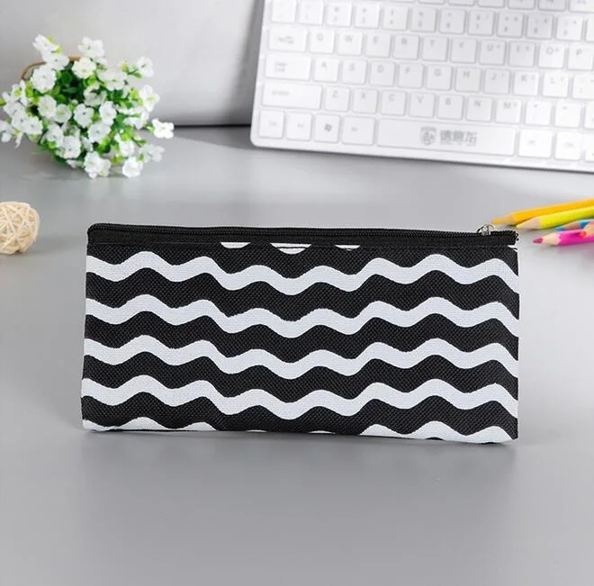 1 шт./лот классическая черная и белая сумка-карандаш из ткани Оксфорд на молнии