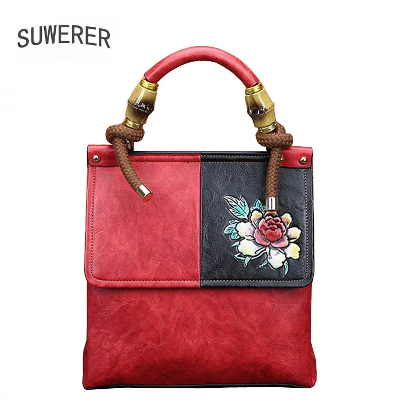 2022 New Trend Fashion Retro First layer Cowhide Women's Messenger Bag Female Handle all-match casual female famous brand female