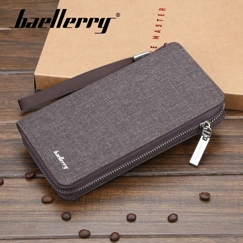 Портмоне baellerry Твердый длинный мужской бумажник холщовые с застежкой молнией Porta