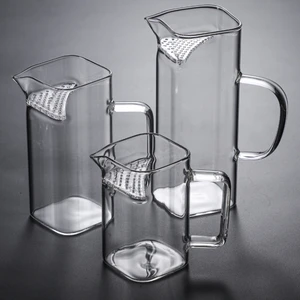 450MLgreen Tea Cup with Handle Thickened Heat-resistant Crescent Cup Square Glass with Green Tea Cup Tea Divider Glass Drinkware