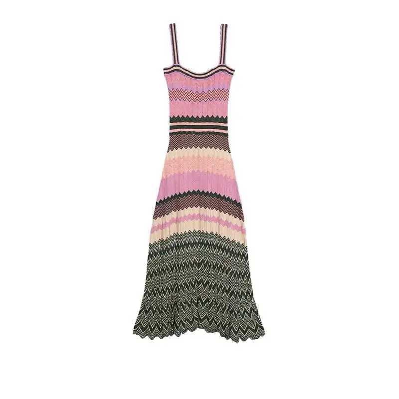 

2020 Spring and Summer New Style Restoring Ancient Ways Wind Ornament Pleated Printing Splicing Slim Dress Summer Dress