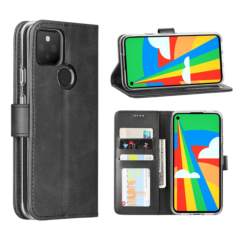 

Luxury Vintage Case For Google Pixel 5 5 XL Case Flip Leather Business Silicone Wallet Cover TPU Fundas Front Card Solts Coque