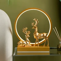 creative and slightly luxury fortune deer decoration home desktop living room table lamp decoration wedding and birthday gift