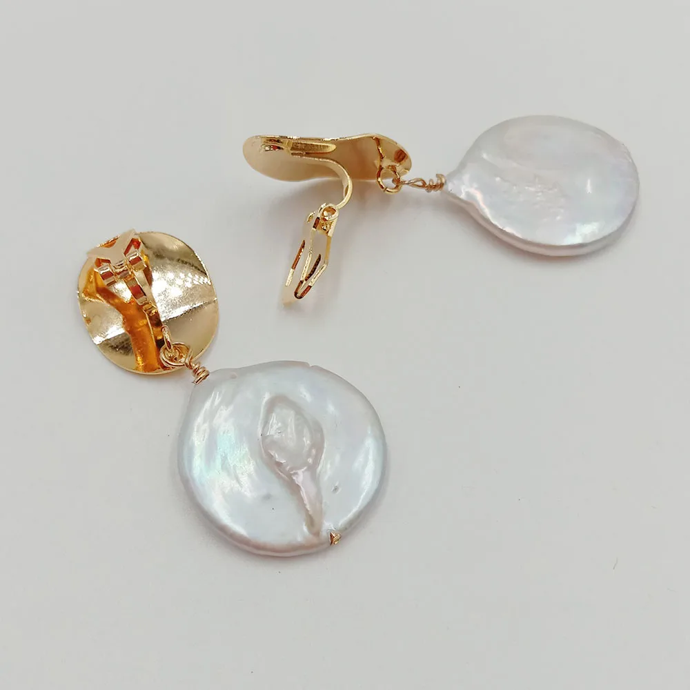 Серьги-Клипсы из натурального жемчуга 19-22 мм 100% натуральный пресноводный жемчуг |