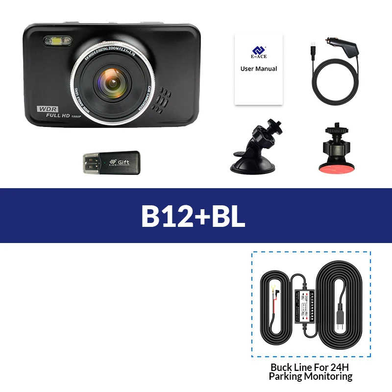 E-ACE Автомобильный видеорегистратор Camara Full HD 1080P видео рекордер со светодиодным фонариком Dashcam Авто регистратор автомобильная видеокамера Dash камера Автомобильный видеорегистратор s