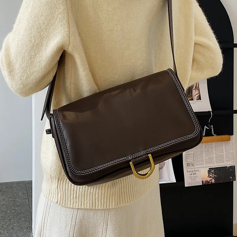 

Vintage Women Shoulder Bags 2021 New Designer Handbag Retro Female Crossbody Bag High Quality Soft Leather Ladies Messenger Bag