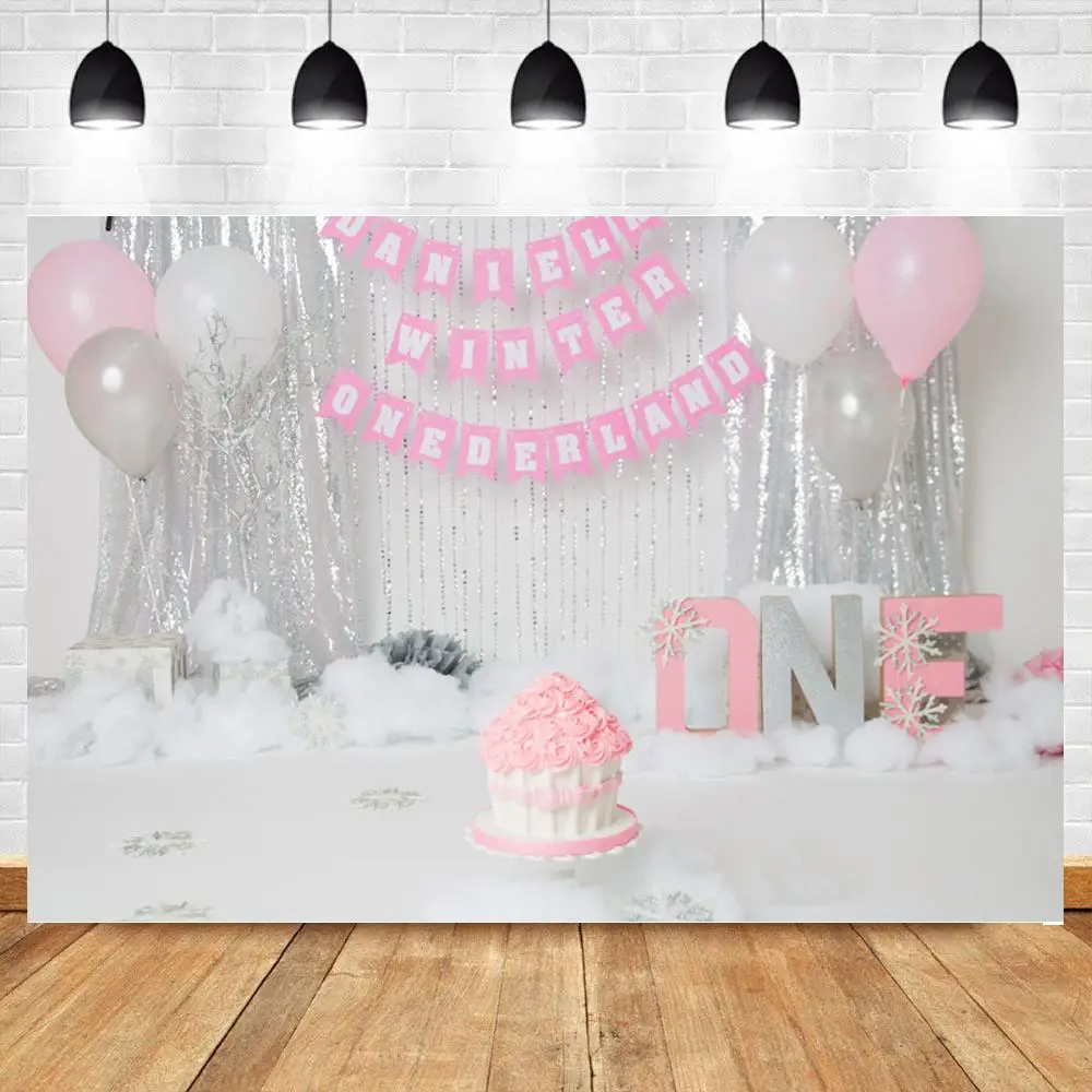 

1st Birthday Cake Smash Photography Background Pink Balloon Birthday Party Backdrop Decor Photocall Backdrop Photo Studio