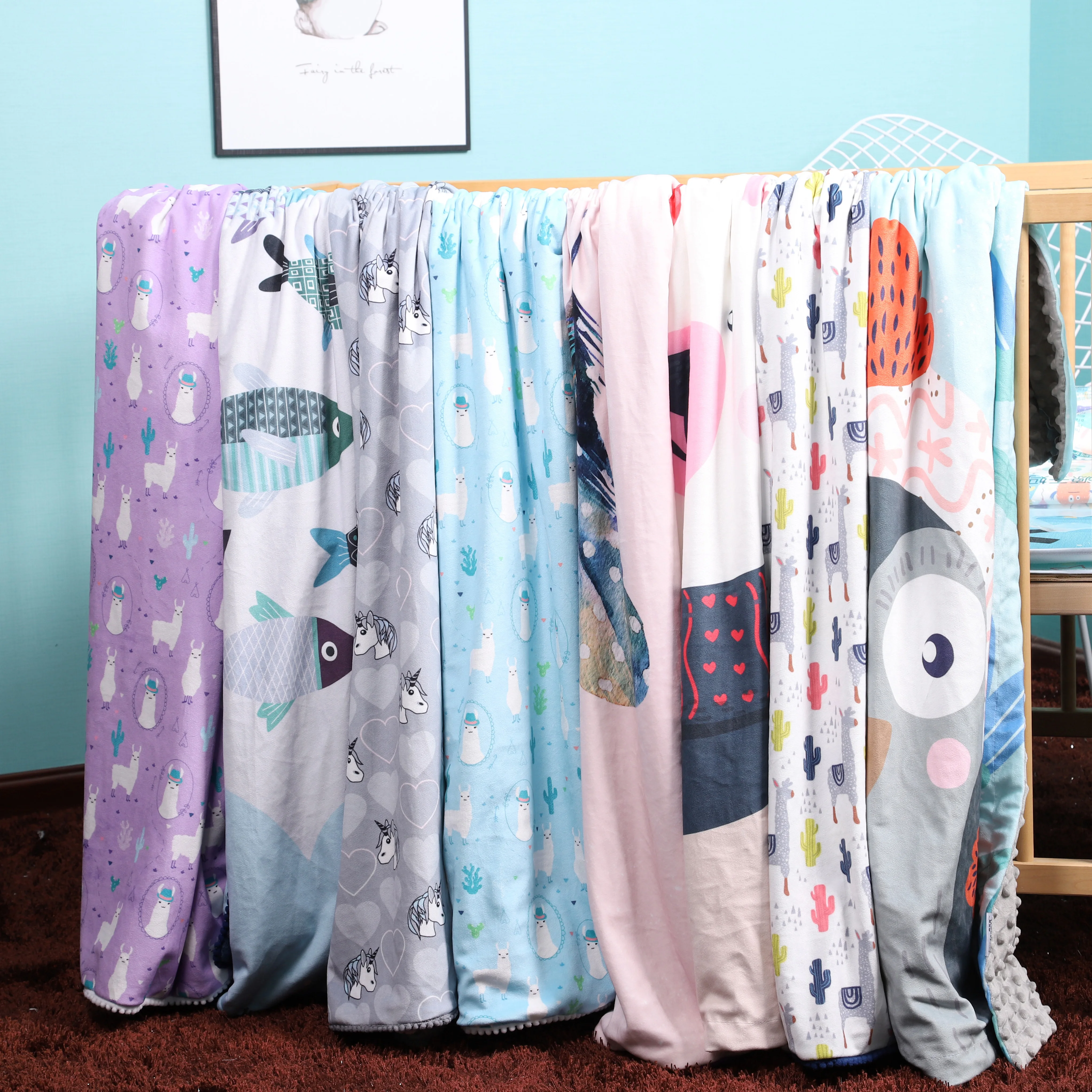 Minky детское Флисовое одеяло в горошек мультяшное флисовое мягкое для детей