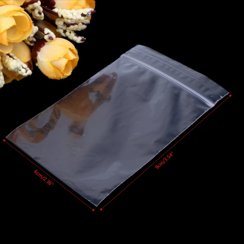 

100pcs Resealable Plastic Seal Zip Lock Bags Transparent Clear Poly Bag 6cmx9cm