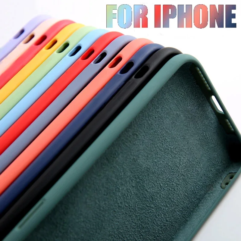 Оригинальный мягкий чехол из жидкого силикона для iPhone 11 12 Pro XR X XS MAX 7 8 6 6S Plus SE 2020, роскошный противоударный чехол