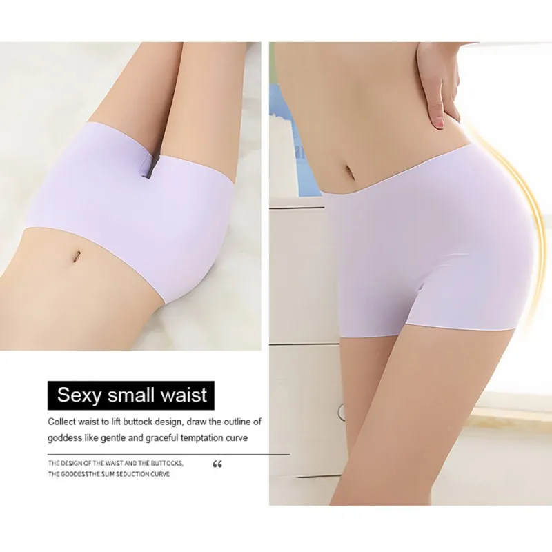 Women's Ice Silk Safety Shorts Invisible Seamless Boxer Briefs Underwear Boyshort