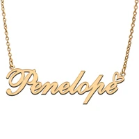 love heart penelope name necklace for women stainless steel gold silver nameplate pendant femme mother child girls gift