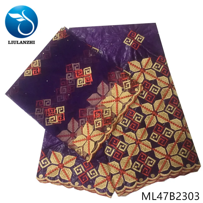 

LIULANZHI African Cotton Bazin Riche Fabric 2019 Embroidery Lace Party Brocade Fabric Tissu Nigerian Bazin 7 yards ML47B23
