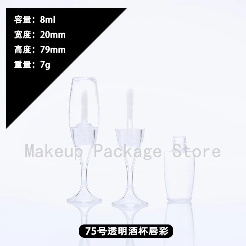 

100pcs 8ml wine glass shape Clear Lip gloss Tubes Empty Lipgloss Containers Lipstick Refillable Red Bottle Lipgloss Tube Vials