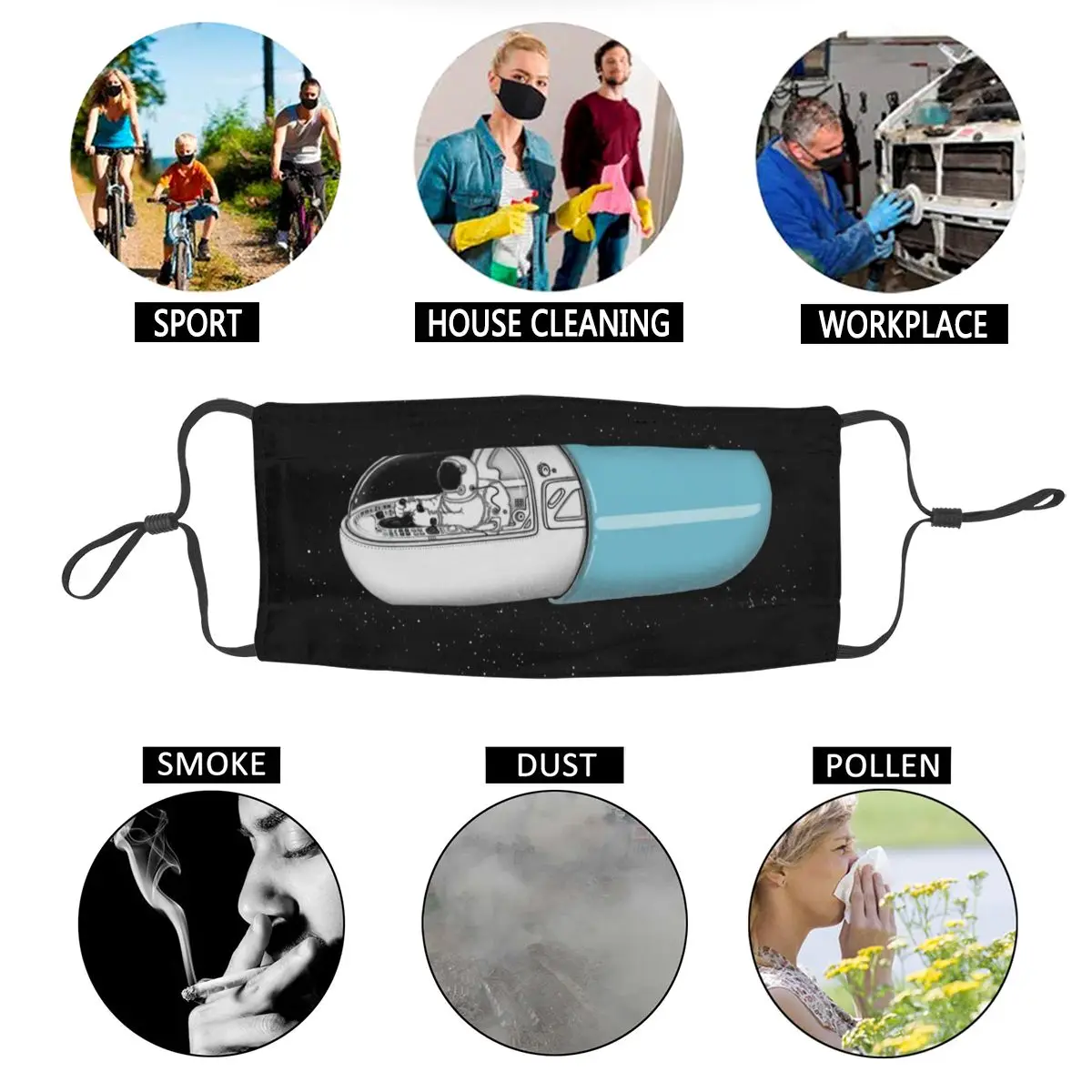 

Dustproof Reusable Mask Space Capsule Stylish Anti Haze Dust