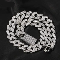 new 20mm baguette chain necklaces high quality iced micro pave cubic zirconia miami cuban chain hip hop jewelry gift for men
